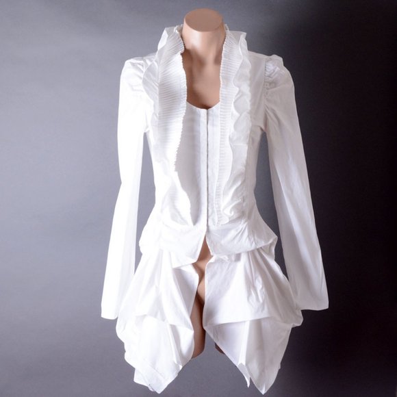 Wayon | Tops | Off White Steampunk Gothic Victorian Ruffle Asymmetric ...